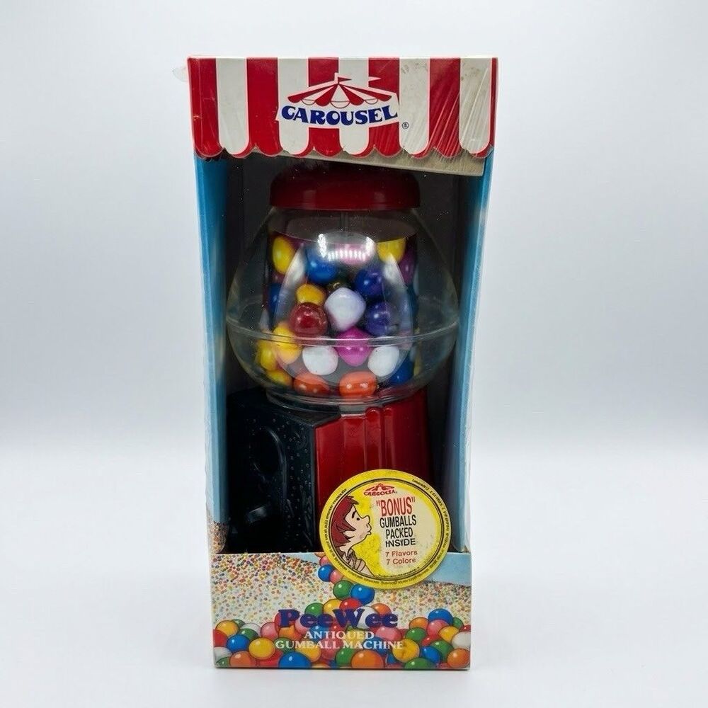 Vtg 1987 Carousel Gumball Machine Pee Wee W Gumballs Pack Filled New Sealed